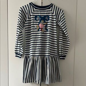 Italy NWT MonnaLisa sailor nautical Striped Dress with Floral Detail SZ 10